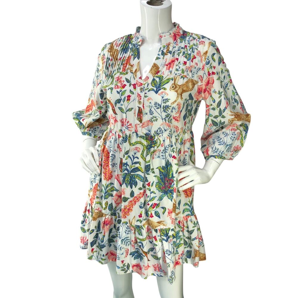 Anthropologie x Kelly Louise Judd Women Petite Size XSP Dress Forest Fable White